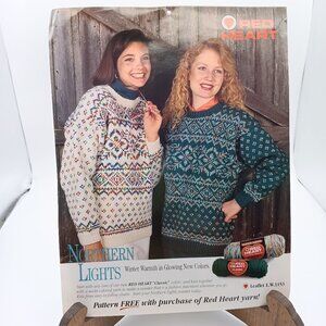 Vintage Red Heart Crochet Pattern and Instructions, Northern Lights 1990s Leafle